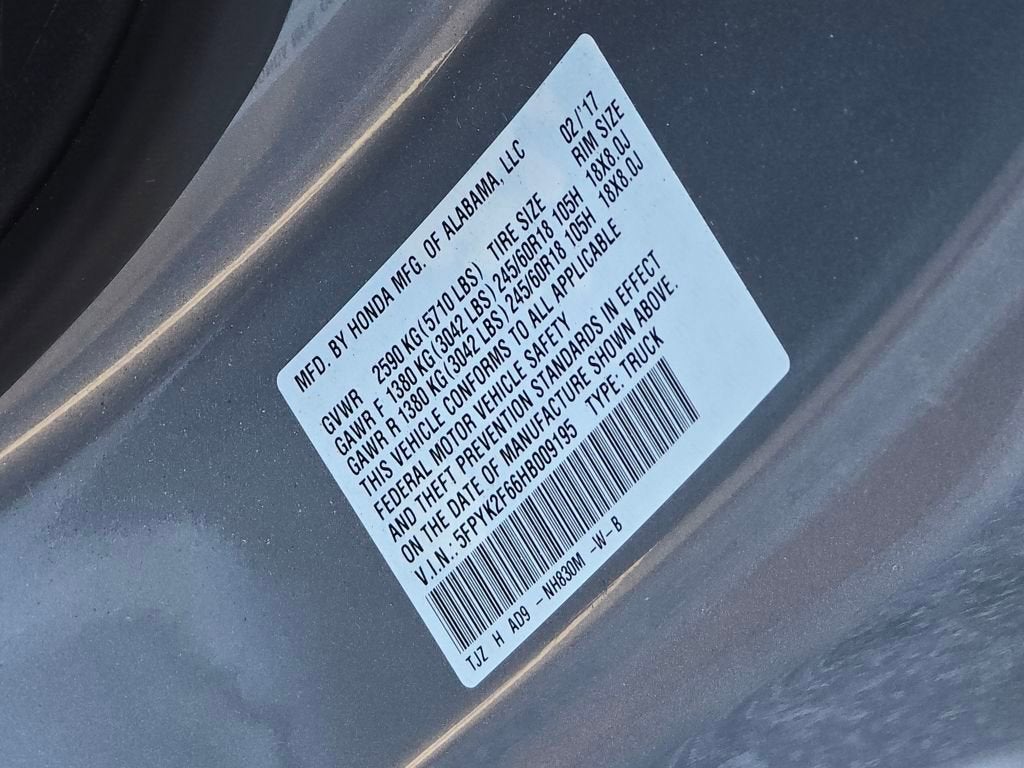 2017 Honda Ridgeline RTL-T